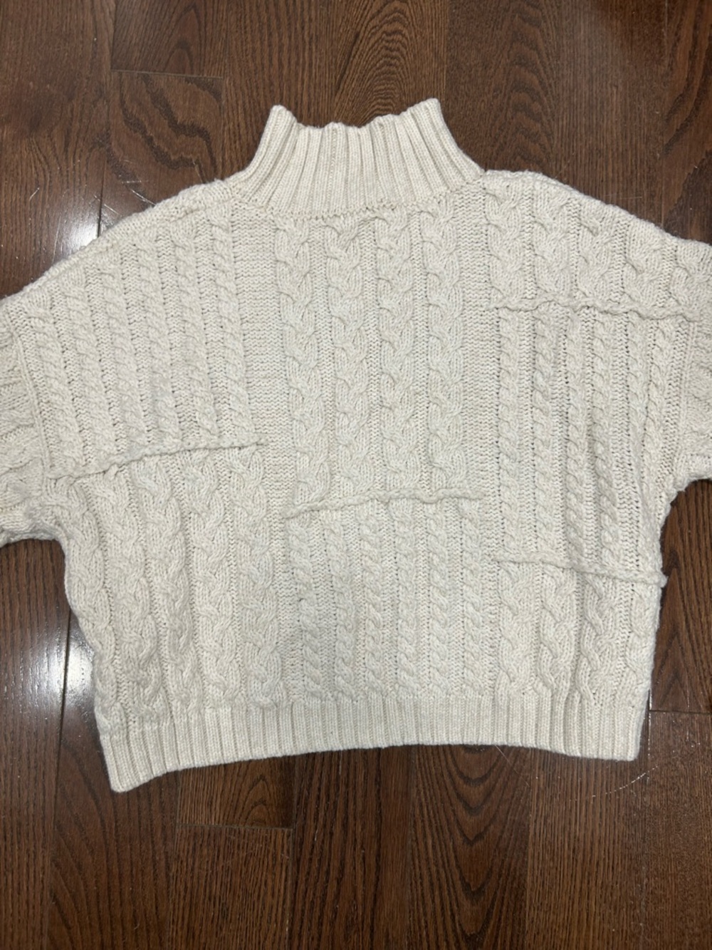 Zara Cream Cable Turtleneck Sweater